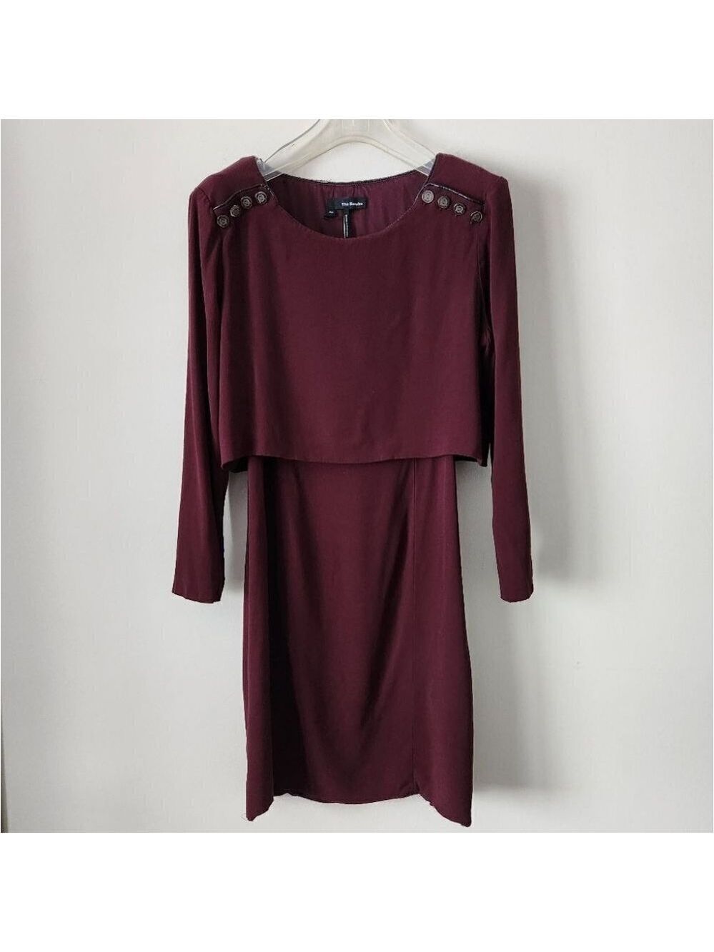 THE KOOPLES | Double layer dress burgundy red black buttons sz 40